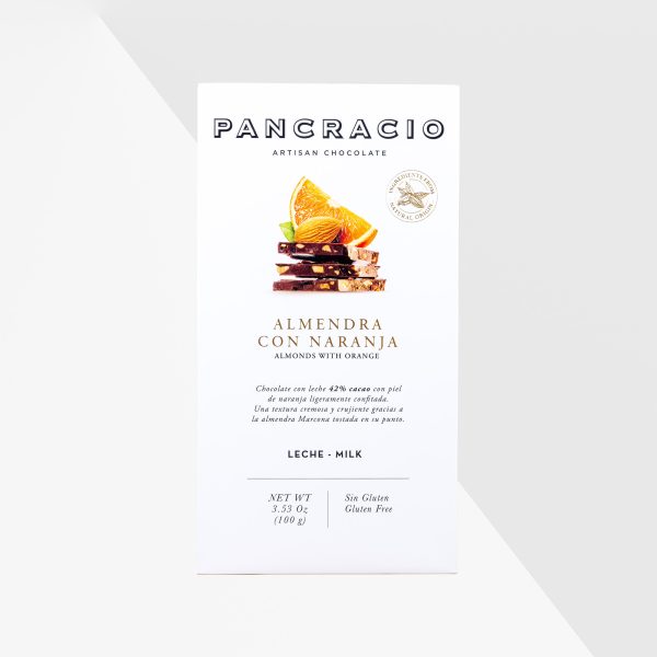 Pancracio mjölkchoklad med mandel och apelsin 100 g
