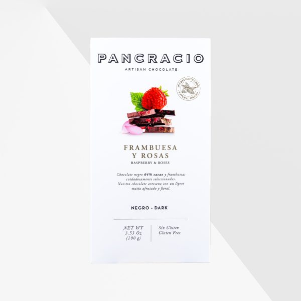 Pancracio mörk choklad med hallon och rosor 100 g