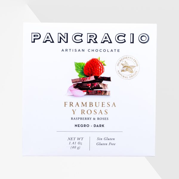Pancracio mörk choklad med hallon och rosor 40 g