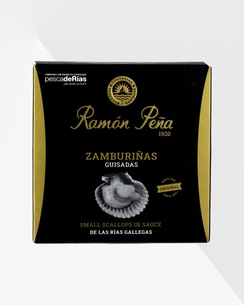 Ramón Peña Zamburinas Guisadas kammusslor i galicisk tomatsås 110 g, svart och guldfärgad ask